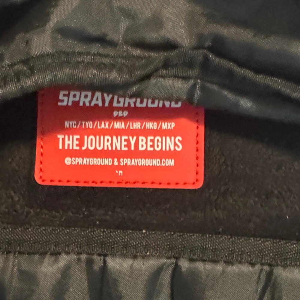Sprayground Red and Black Tie-Dye Backpack with White Symbol - Picture 9 of 12